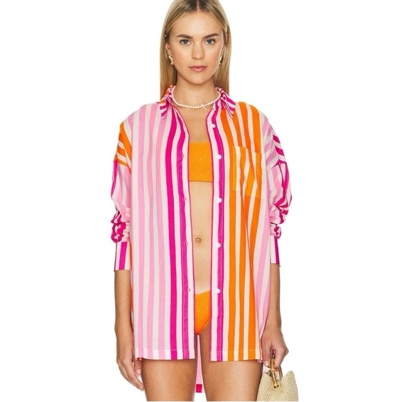 100% Cotton Beach Riot Bold Striped Shirt - Picture 1 of 4